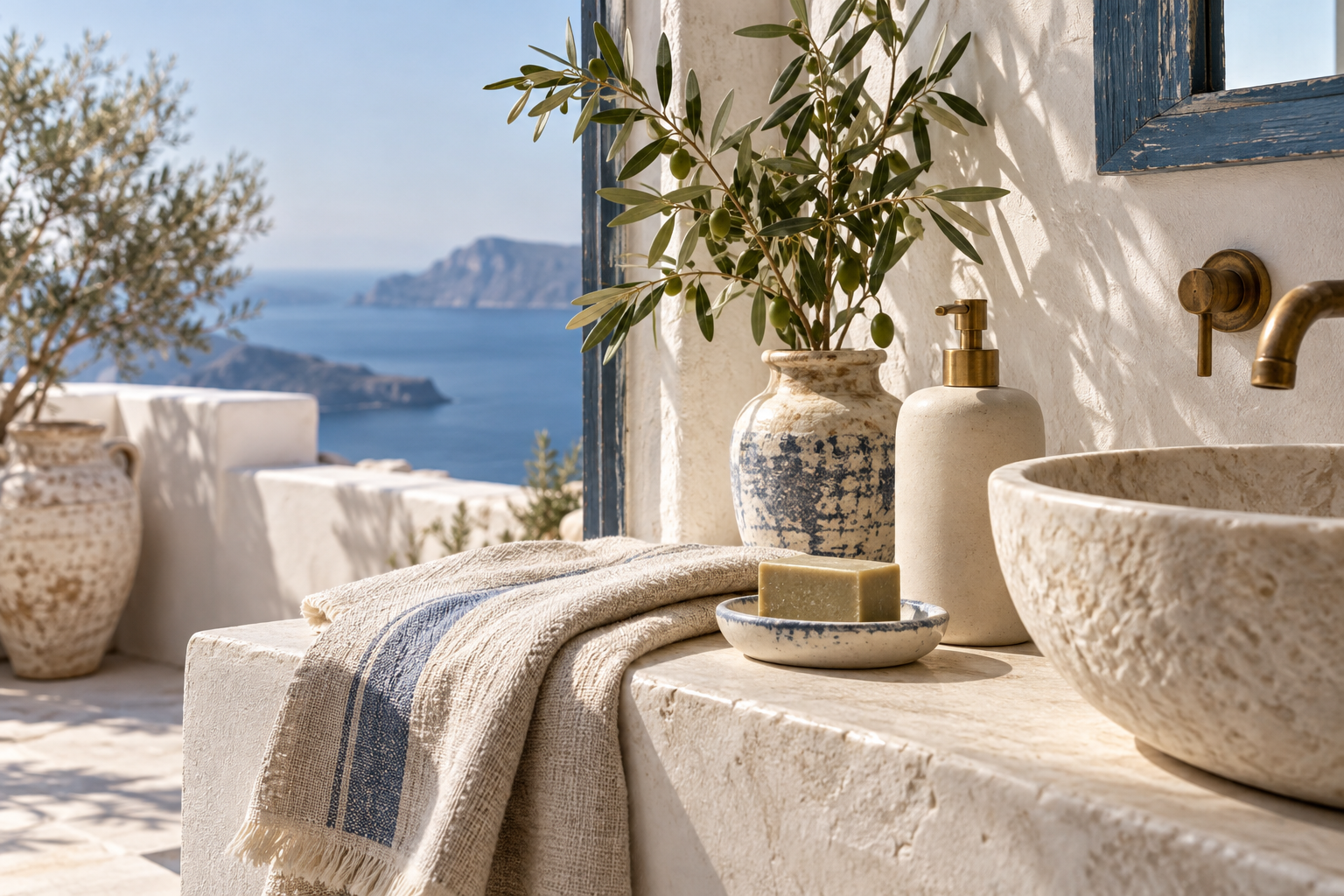 Greek-inspired editorial setting